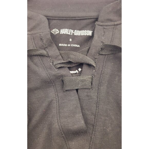 NWT Harley-Davidson® Women's Iconic Black Long Sleeve Henley - Size Small - Picture 3 of 7